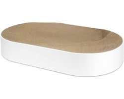 Goodivery® Krabkarton - Krabpaal - 63 x 35 x 10 cm - Krabplanken met Biologische Kattenkruid - Ronde Krabmat - Krabmeubel voor Grote, Zware Katten & Maine Coon - Duurzaam Krabkarton
