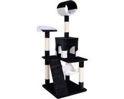 Goodivery - Krabpaal 133cm - Kattenkrabpaal - Kattenboom - Zwart wit - 50L x 50W x 133H