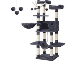 Goodivery - Krabpaal Voor Zware Katten - Hoge Krabpaal - Krabpaal Plafond - Grote Krabpaal - 50x50x164cm - Rookgrijs