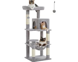 Gran Vida® - Katten Krabpaal - 5 Niveaus - Afneembare Pluche Kussens - Hygiënisch en Onderhoudsvriendelijk - Grijs - 45 x 40 x 116