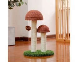 Gran Vida® - Kattenboom - Krabpaal -Paddenstoelvormig Design - Slijtvast Sisal Touw - Compact en Lichtgewicht - Bruin - 30 x 30 x 48
