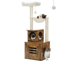 Gran Vida® - Kattenboom - Sisal Krabpaal - Inclusief Opbergruimte - Pluche Baars - Donker Bruin