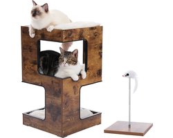 Gran Vida® - Krabpaal - Interactief Speelgoed - Zachte Afneembare Kussens - 3 Niveaus - Stevige Basis - Donkerbruin