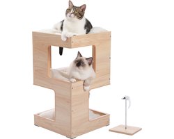 Gran Vida® - Krabpaal - Interactief Speelgoed - Zachte Afneembare Kussens - 3 Niveaus - Stevige Basis - Lichtbruin