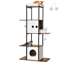 Gran VidaÂ® - Krabpaal - Stijlvol Design - 4 Niveaus - Wasbare Kussens - 80x40x153 cm