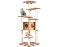 Grote kattenboom van 175 cm met 6 platforms en ruim kattenhol