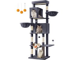 Grote Kattenboom van 191 cm met Meerdere Verdiepingen, 2 Condos, 2 Mandjes en 5 Krabpalen in Donkergrijs