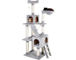 Grote Kattenboom voor Meerdere Katten met Krabpaal, Speelgoed en Slaapplekken - 178 cm Hoog