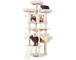 Grote kattenkrabpaal 180 cm met sisaltouw en meerdere platforms