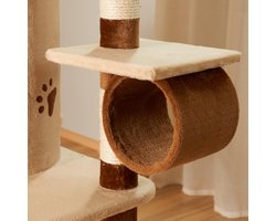 Grote Kattenkrabpaal Crème/Bruin 150cm Hoog - Stabiel met 9cm Sisalstammen
