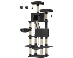 Grote kattenkrabpaal - Kitty Furniture - Krabpaal met meerdere niveaus - Inktzwart - 60 cm x 50 cm x 206 cm