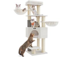 Grote Kattenkrabpaal met Zelfverwarmende Dekens en Krabpalen, 160 cm Hoog