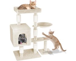 Grote Kattenkrabpaal XXL met Mand en Sisal Krabmogelijkheden - Beige