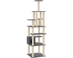 Grote Kattentoren van 183 cm met Krabpalen en Huisje - Donkergrijs