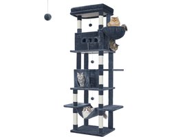 Grote kattentoren voor Maine-katten - 210 cm - Meerlaagse krabpaal met zitstang en holletjes
