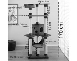 Grote Krabpaal 170 cm Crème met Stabiele Bodemplaat voor Klimmen en Relaxen