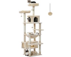 Grote krabpaal 184 cm voor grote katten met sisal krabpalen en kussentjes - beige