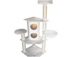 Grote krabpaal 65 x 65 x 176 cm met sisalstammen 12 cm, groot kattenhuis met 2 slaapholten en ligkom, stabiele kattenbomen voor grote katten