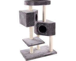 Grote Krabpaal Grijs Hoog Speeltoestel voor Katten met Slaaphuis en Platforms