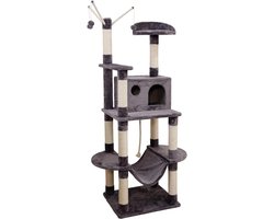 Grote Krabpaal Matteo Grijs met Hangmat en Grot Speelparadijs voor Katten