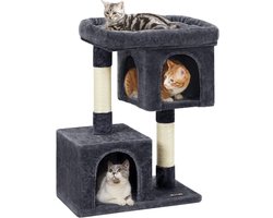 Grote Krabpaal met 2 Kattenhuisjes en Verhoogd Rustplatform - 84 cm Hoog
