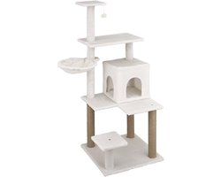 Grote Krabpaal met 4 Verdiepingen Sisaltouw en Mand voor Katten