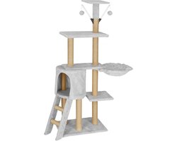 Grote Krabpaal met 8 Etages en Hangmat - Klimtoren voor Katten - Kattenmeubel Grijs