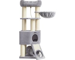 Grote Krabpaal met Hangmat en Tunnel voor Katten 50 x 50 x 141 cm - Lichtgrijs