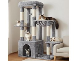 Grote Krabpaal met Huisjes en Uitkijkplatforms voor Meerdere Katten tot 200CM Hoog