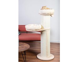 Grote krabpaal met ligbedden en wandmontage - Beige