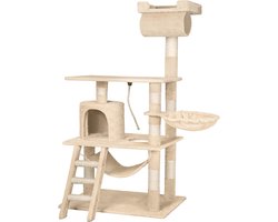 Grote Krabpaal voor Katten met Hangmat, Grot en Speeltrap - Beige
