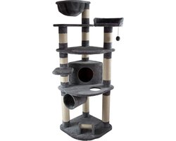 Grote Krabpaal voor Katten met Slaapplek en Klimmogelijkheden - Grijs Sisal & Pluche