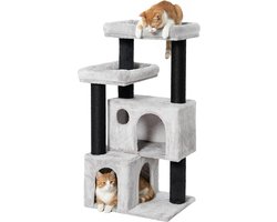 Grote Krabpaal voor Meerdere Katten - 4 Niveaus Kattenboom met Hoge Krabpalen en Holletjes