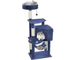 Grote Krabpaal XXL met Mand en Sisalpalen - Klimboom voor Meerdere Katten - 134 cm Hoog