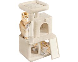 Grote Stabiele Krabpaal van 106 cm met Twee Kattenhuisjes en Speelbal