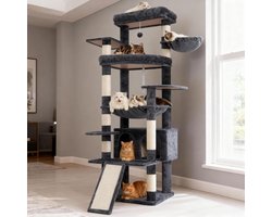 Grote stevige krabpaal 202 cm met meerdere ligplekken en schuilplaatsen