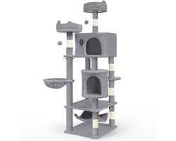 Grote XXL Krabpaal 168 cm Hoog - Klimboom met Mand, Hangmat en Krabpalen