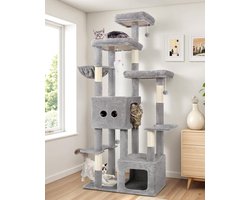 Grote XXL Krabpaal met Huis en Platformen - Stevige Krabboom voor Grote Katten tot 203 cm Hoog