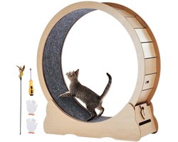 HHHK - Katten Loopwiel - Kattenloopwiel - Looprad voor Katten - Kattenwiel - 100cm - Hout - Wiel voor Katten - 110x34x117cm
