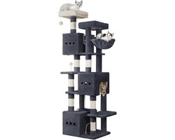 Hoge Kattenklimpaal met 7 Lagen en 2 Uitkijkplatforms - Donkergrijs