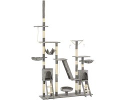 Hoge Krabpaal voor Grote Katten - Tot 250 cm Hoog met Speeltoren, Huisjes en Hangmat