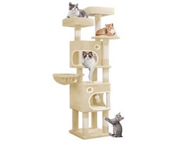 Hoge Krabpaal voor Meerdere Katten met Speelplaatsen en Holtes - 159 cm
