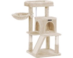 Home - Krabpaal voor katten - Kattenhuis - Kattenmand - Fluweel - Beige - 48x48x96