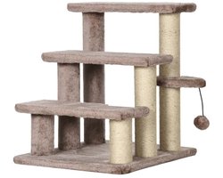 Honden- en kattenladder Krabpaal Drie trappen 45x40x48 cm bruin Geschikt voor huisdieren tot 5 kg, comfortabele pluche bekleding, biedt gewrichtsbescherming en comfortabele rustruimte, geschikt voor gebruik thuis
