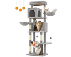 Hoog Cat Tree van 175 cm - Meerdere Niveaus met Grotjes, Mandjes en Krabpalen voor Binnenkatten