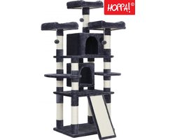 Hoppa! Kattenboom | Krabpaal | Rookgrijs | Spaanplaat/Pluche/Sisal | 45 x 59 x 167 cm (B x D x H)