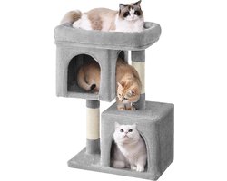 Hoppa! - Krabpaal - Middelgrote katten - Grijs - 50 x 32 x 75 cm (L x B x H)