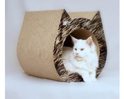 House of Cats - kattenkrabplank - krabmat - krabkarton voor katten - kattenkrabber - spel en ontspanning voor de kat - duurzame en robuuste materialen - kattenkrabmeubel - Kat Haar - 40x42x42cm
