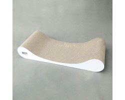 House of Cats - Krabplank voor katten - Krabmat - Krabkarton voor katten - Krabpaal voor katten - Speel en ontspanning voor de kat - Duurzame, robuuste materialen - Bank Wit - 68x27x12cm