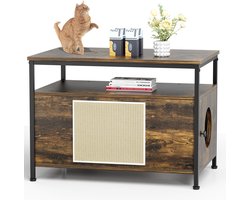 Houten kattenbak en kattenhuis met open plank - XXL, voor grote katten en huisdieren